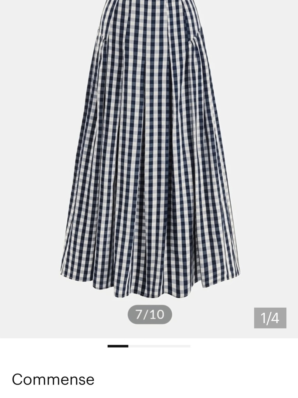 Commense Black & White Gingham Pleated Maxi Skirt - Flared Silhouette